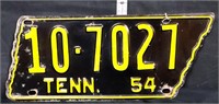 1954 state shape TN license plate