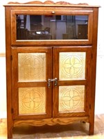 Oak pie safe w/ glass door