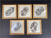 Panda Rice Paper Art in Wood Frames