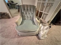 GREEN UPHOLSTERED ROCKER