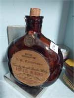 Vtg. Bourbon Whiskey Bottle w/Marble & Bag of