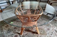 Glass Topped Rattan Base Kitchen Table