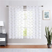 New Topick Taupe Leaf Tile Sheer Curtains for