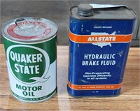 2 PC.  MOTOR OIL & BRAKE FLUID TIN CANS