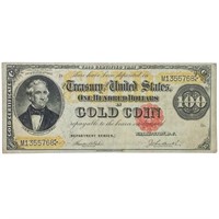 FR. 1214 1882 $100 BENTONGOLD CERTIFICATE VF+