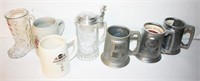 (7) Various Steins, Stoneware, Glass, Armetale