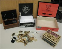 Cigar Boxes, Music Box & Misc. Jewelry