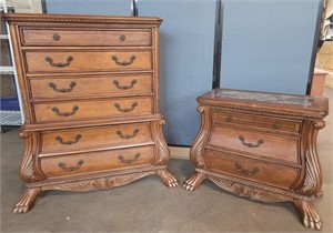 6 Drawer Chest & Matching Marble Top Night Stand