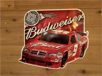 Budweiser Race Car Sign Metal