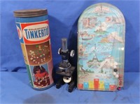 Tinkertoys, Ertl Microscope, Pinball Game-made in