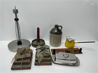 small jug, primitive scoop, decorative items