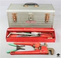 Vintage Craftsman Metal Tool Box & Tools