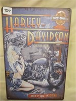 Harley Davidson Metal Sign, 12" x 8"