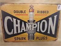 Champion Spark Plugs Metal Sign, 12" x 8"