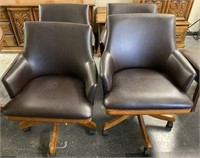 Hillsdale Leather Rolling Swivel Game Chairs