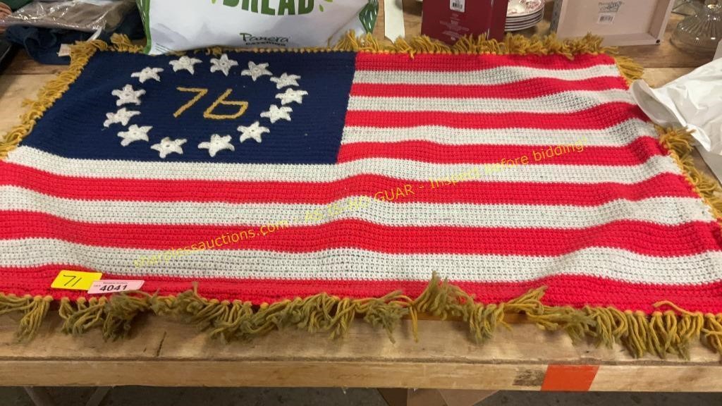 76 Crocheted Flag on Frame