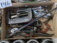 wrenches, C-clamp, other tools
