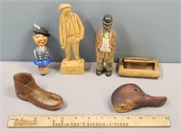 Carved Wood Figures & Boxes Lot