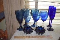 Cobalt Blue Drinking Glasses & Candle Holders