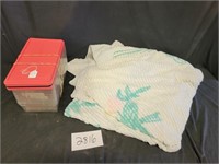 Vintage Plastic Shoe Boxes & Blanket