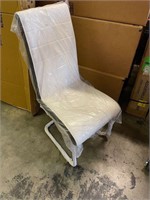 *White Faux Leather Dining Chair, Metal Base
