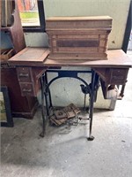 Antique Sewing Machine And Sewing Table