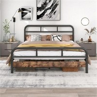 Like New Bed Frame with Modern Wood Headboard and