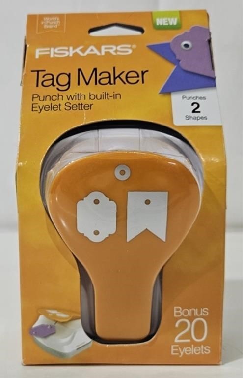 Fiskars Tag Maker Punch with Built-in Eyelet Setter