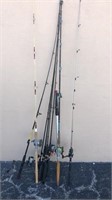 8 Fishing Poles w/ Reels --Penn, Shimano Etc. Q9A