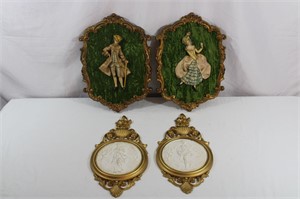 Syroco Goddess Plaques, Italian Baroque Plaques