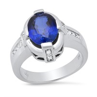 14K WHITE GOLD 2.00CT SAPPHIRE 0.50CT DIAMOND RING