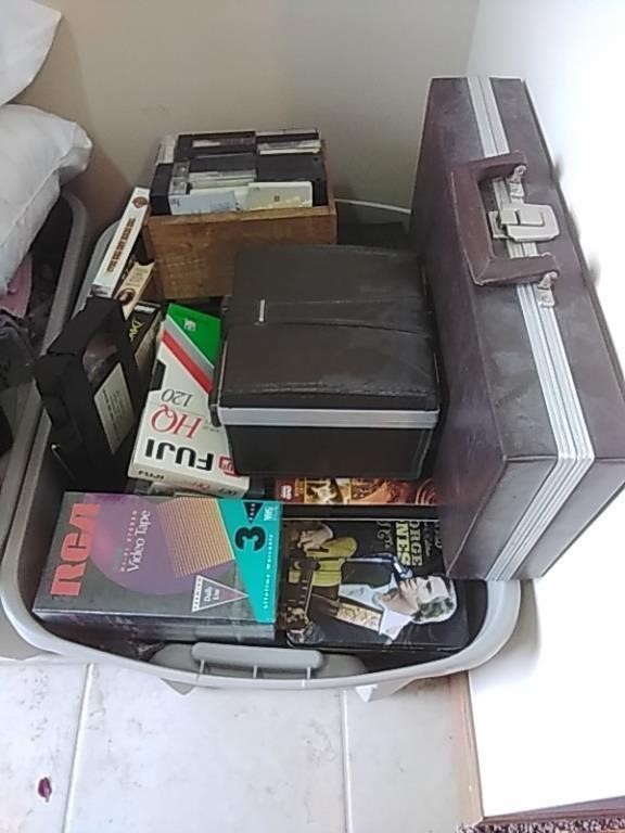 DVD's, VHS & Cassette Tapes in tote