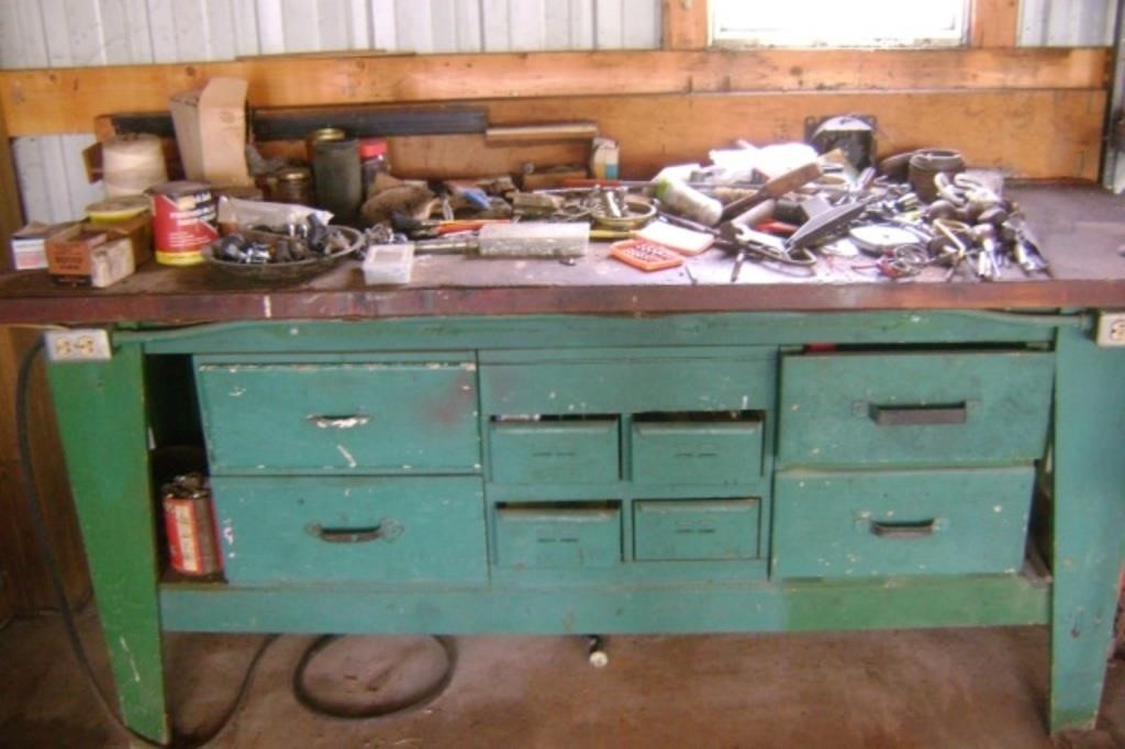 Green Work Bench with All Contents