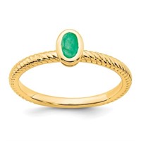14 Kt- Oval Bezel Set Emerald Ring