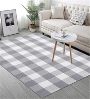 Buffalo Plaid Outdoor Rug Grey 3' x 5