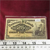 1900 Dominion Of Canada 25 Cent Paper Money Bill