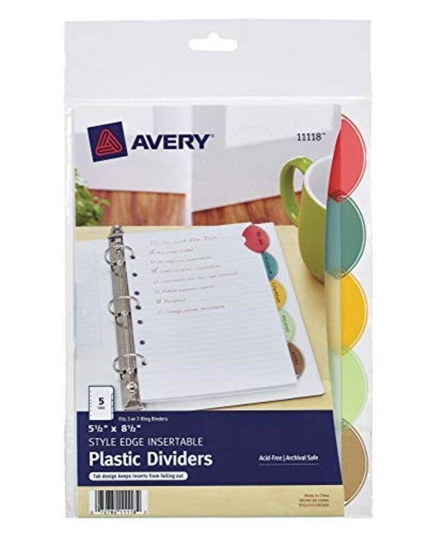 Avery Insertable Style Edge Plastic Mini Dividers