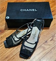 Chanel Black Mesh Sandals