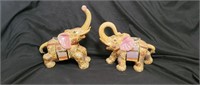 2 Hand Painted Porcelain Elephants