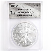 2020-W Burnished Silver Eagle ANACS SP70