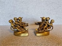 VINTAGE BRASS BOOK ENDS CHILDREN AT PLAY