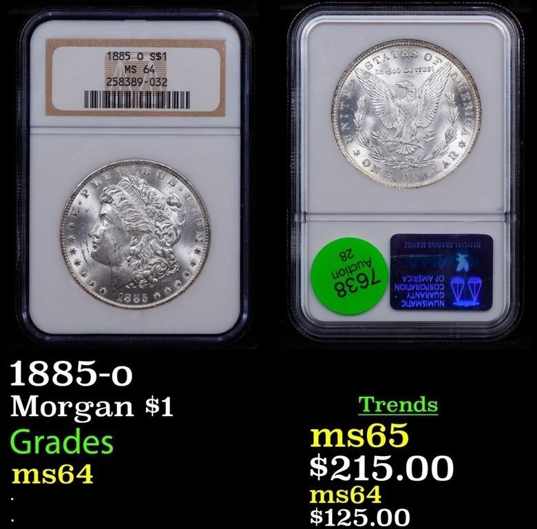 NGC 1885-o Morgan Dollar $1 Graded ms64 By NGC