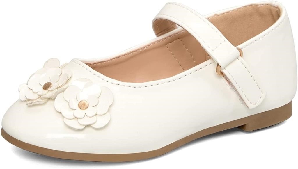 C332  Kushyshoo Flower Girl Flats White 10M