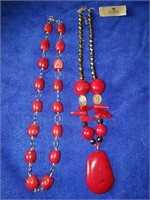 2 Pc Red Coral? Necklaces