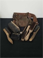 Leather tool belt and Shop brushes