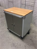 Wood Top Rolling Storage Cabinet