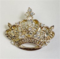 Large Vintage CZ Crown Pin/Brooch 10 Grams