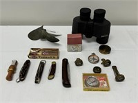 Pocket Knives, Compasses, Boat Prop & Binoculars