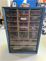 Vintage Storage Organizer 21 Drawer Blue Metal
