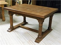 French Gothic Revival B.R. Pontremoli Oak Table.